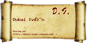 Dubai Iván névjegykártya